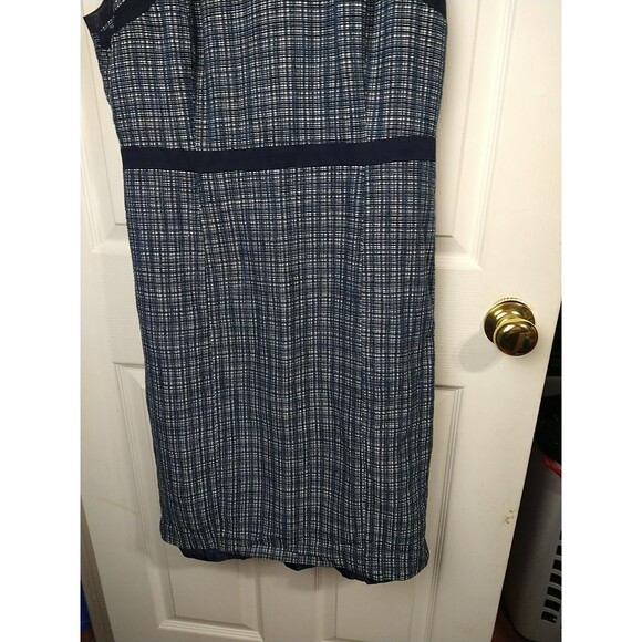 Talbots Woman 10 Navy Blue Linen Blend Tweed Sleeveless Dress Straight Prof Core - Picture 3 of 8